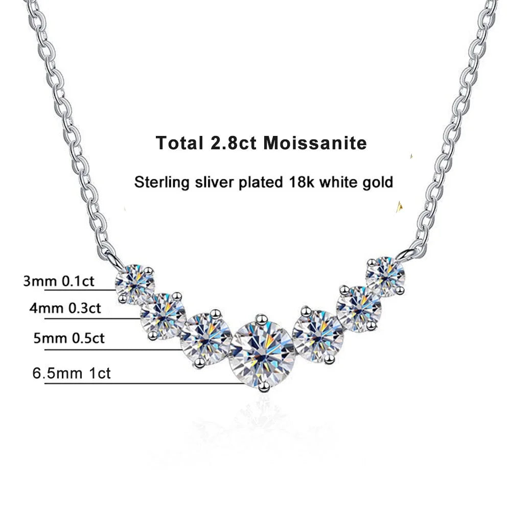 Lornava - Moissanite Necklace for Woman Wedding Fine Jewely with Certificates 925 Sterling Sliver Plated 18k White Gold Necklace