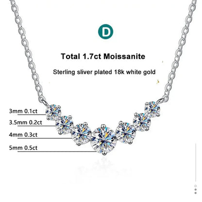 Lornava - Moissanite Necklace for Woman Wedding Fine Jewely with Certificates 925 Sterling Sliver Plated 18k White Gold Necklace