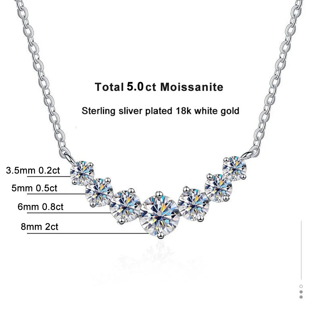 Lornava - Moissanite Necklace for Woman Wedding Fine Jewely with Certificates 925 Sterling Sliver Plated 18k White Gold Necklace