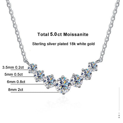 Lornava - Moissanite Necklace for Woman Wedding Fine Jewely with Certificates 925 Sterling Sliver Plated 18k White Gold Necklace