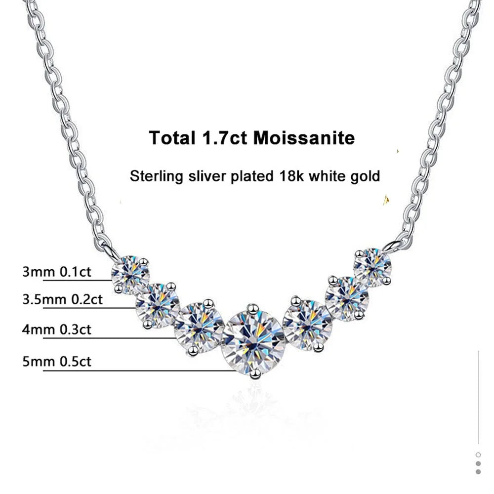 Lornava - Moissanite Necklace for Woman Wedding Fine Jewely with Certificates 925 Sterling Sliver Plated 18k White Gold Necklace
