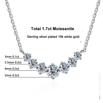 Lornava - Moissanite Necklace for Woman Wedding Fine Jewely with Certificates 925 Sterling Sliver Plated 18k White Gold Necklace