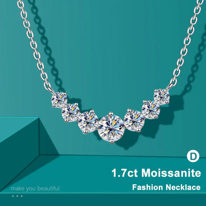 Lornava - Moissanite Necklace for Woman Wedding Fine Jewely with Certificates 925 Sterling Sliver Plated 18k White Gold Necklace
