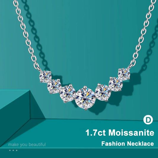 Lornava - Moissanite Necklace for Woman Wedding Fine Jewely with Certificates 925 Sterling Sliver Plated 18k White Gold Necklace